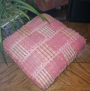Pink, checked pattern, foot stool,used